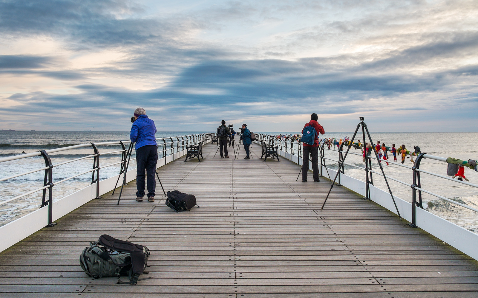 Some of the group on the pier at Saltburn