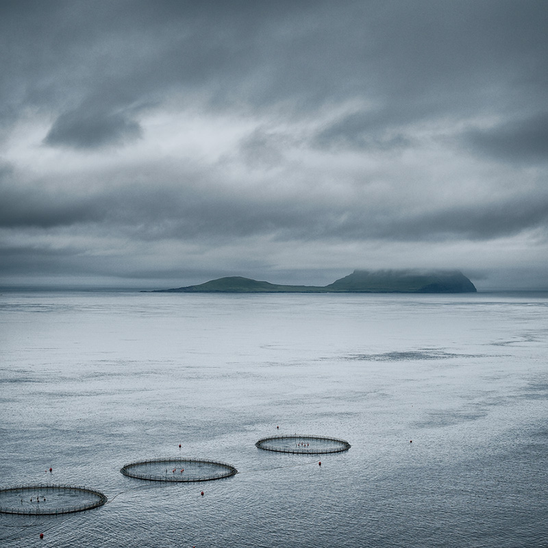 Fish farms and Koltur - Fuji XE-1, converted to monochrome