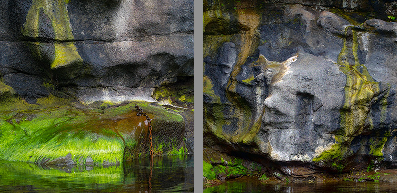 Faces and chains - the rock face of Gjogv harbour