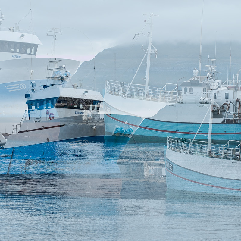 Ships, Torshavn Harbour - double exposure with the Fuji XE-1 and 55-200mm lens